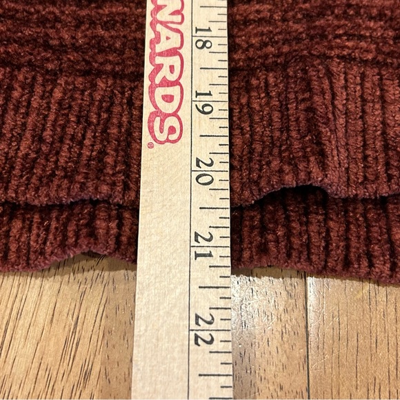 Pink Rose Juniors Burgundy Rust Loose Soft Velour Oversized Cropped Sweater S - Picture 8 of 8